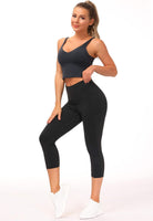 High-Waisted Capri Leggings for Women - Tummy Control Workout Pants with Pockets