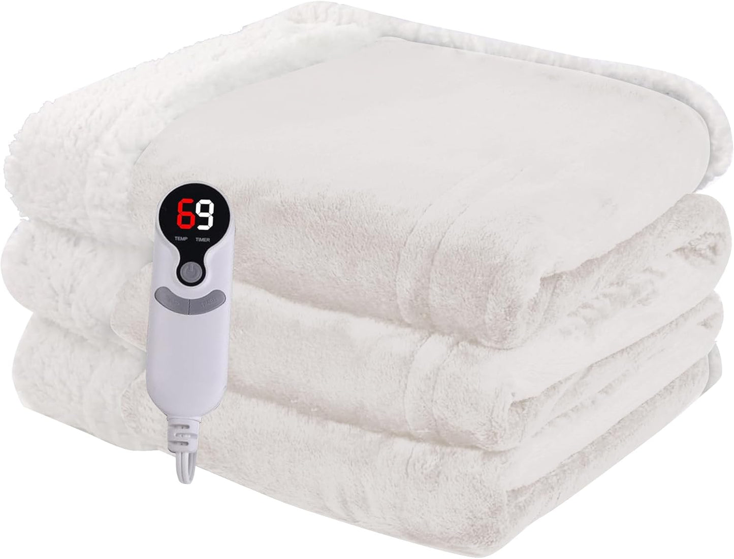 Ultra-Cozy Full-Size Electric Heated Blanket 72 x 84 in — Soft Flannel, Auto-Off (1–10 hrs), 6 Heat Settings, Machine Washable, Dark Grey