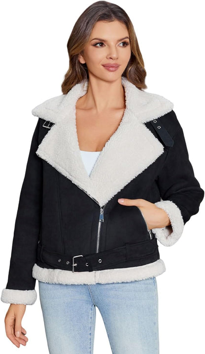 Faux Shearling Moto Jacket