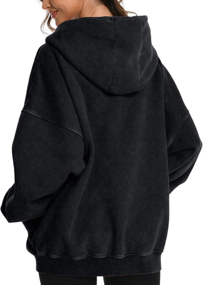 Vintage-Style Oversized Acid Wash Hoodie