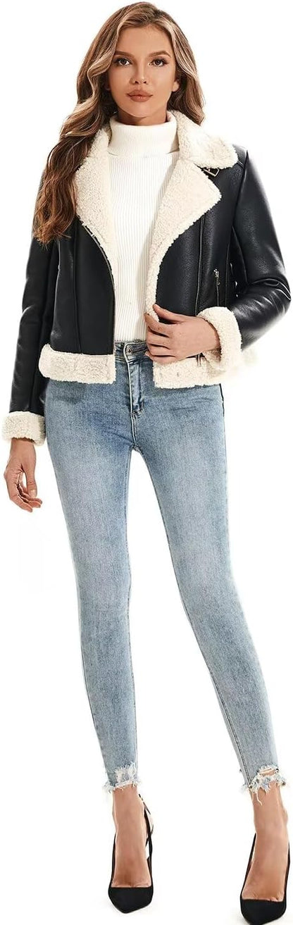 Faux Shearling Moto Jacket