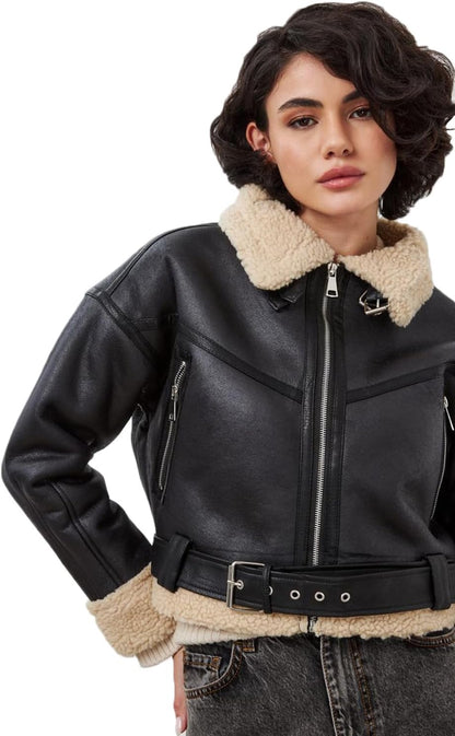 Faux Fur Aviator Jacket
