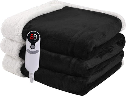 Ultra-Cozy Full-Size Electric Heated Blanket 72 x 84 in — Soft Flannel, Auto-Off (1–10 hrs), 6 Heat Settings, Machine Washable, Dark Grey