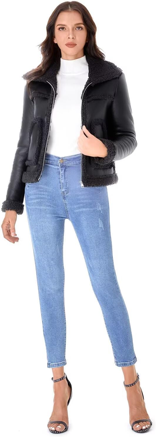 Faux Shearling Moto Jacket