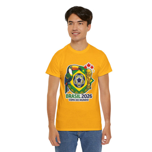 Brasil 2026 Copa do Mundo T-Shirt – Soccer World Cup Tee with Toucan & Trophy Design