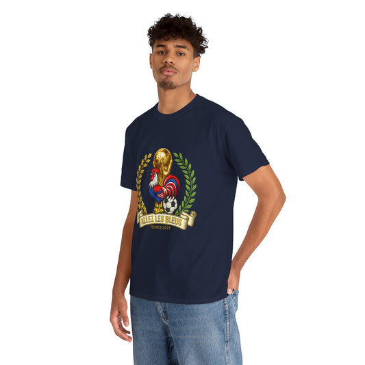 France Soccer Fan T‑Shirt — 'Allez Les Bleus' Rooster & World Cup Crest