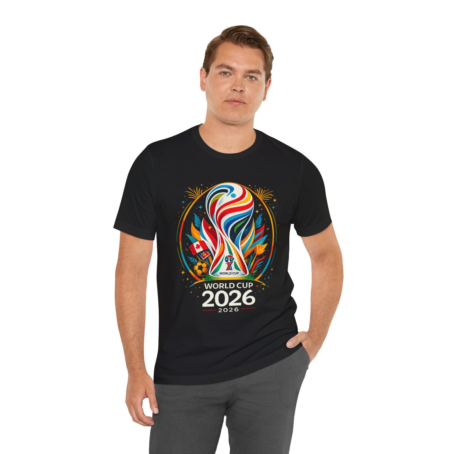 World Cup 2026 Soccer T-Shirt – Colorful Trophy Logo Tee