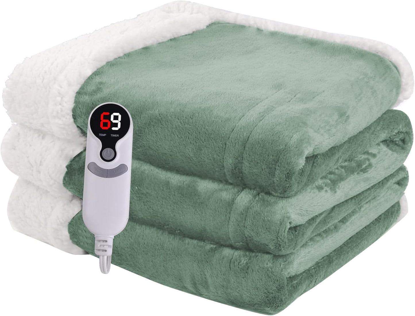 Ultra-Cozy Full-Size Electric Heated Blanket 72 x 84 in — Soft Flannel, Auto-Off (1–10 hrs), 6 Heat Settings, Machine Washable, Dark Grey