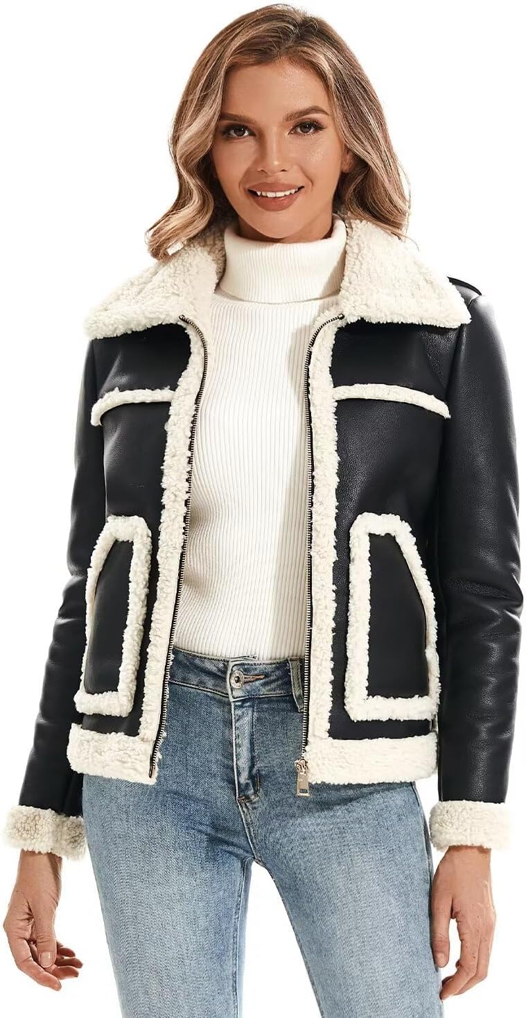 Faux Shearling Moto Jacket