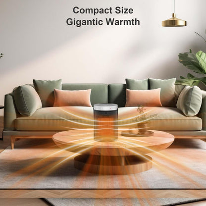 WINHL Compact Space Heater - Portable Indoor Electric Heater with Thermostat & Remote, 70° Oscillation, 12-Hour Timer, 5 Modes, 1500W PTC Ceramic Fast Heating for Office, Bedroom & Home