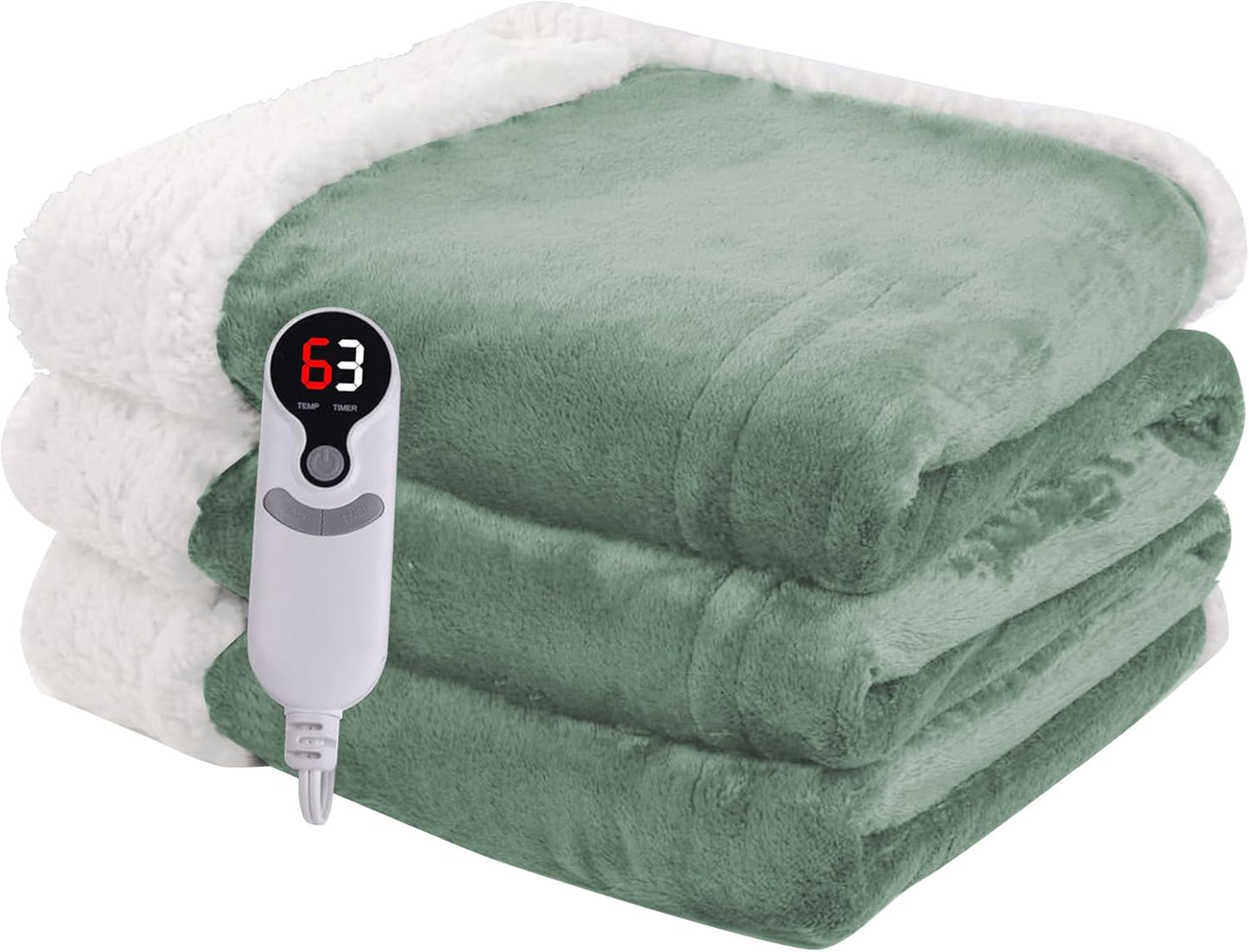 Ultra-Cozy Full-Size Electric Heated Blanket 72 x 84 in — Soft Flannel, Auto-Off (1–10 hrs), 6 Heat Settings, Machine Washable, Dark Grey