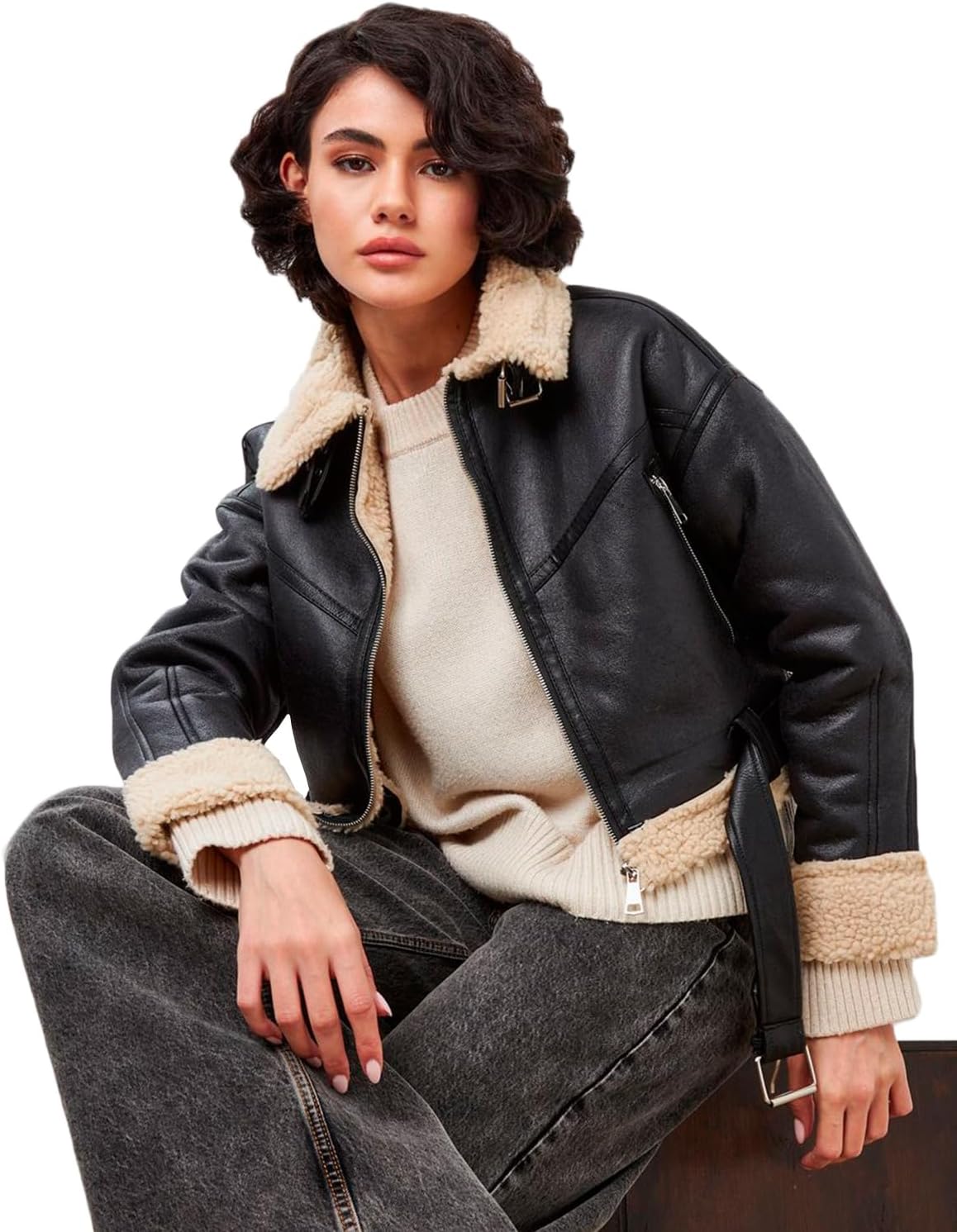 Faux Fur Aviator Jacket