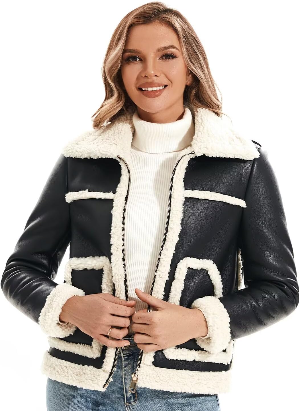 Faux Shearling Moto Jacket