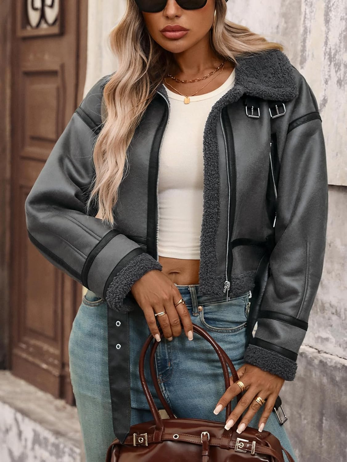 Faux Fur Aviator Jacket