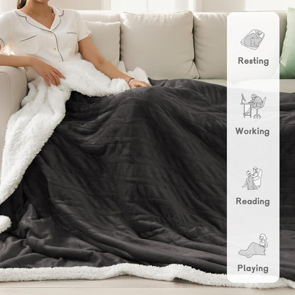 Ultra-Cozy Full-Size Electric Heated Blanket 72 x 84 in — Soft Flannel, Auto-Off (1–10 hrs), 6 Heat Settings, Machine Washable, Dark Grey