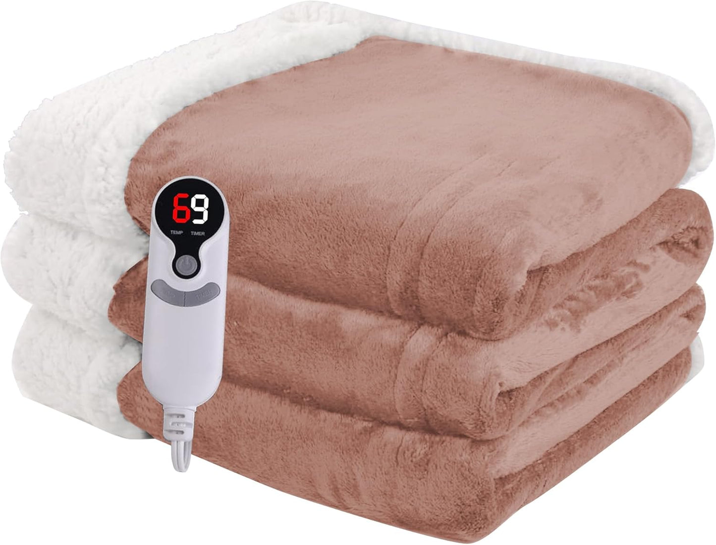 Ultra-Cozy Full-Size Electric Heated Blanket 72 x 84 in — Soft Flannel, Auto-Off (1–10 hrs), 6 Heat Settings, Machine Washable, Dark Grey