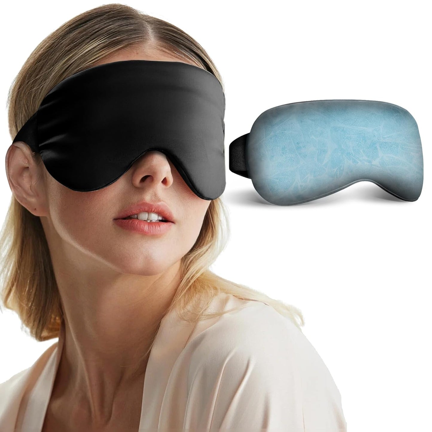 Cooling Eye Mask for Dark Circles & Puffiness – FSA/HSA Eligible, Cold Gel Ice Pack for Puffy Eyes, Migraines & Headaches, After-Surgery Recovery – Travel, Office & Sleep Essentials (Black)