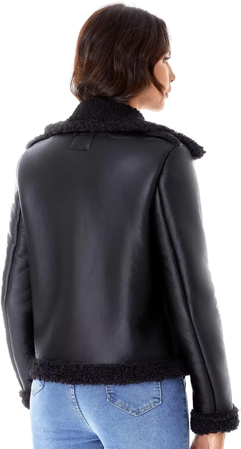 Faux Shearling Moto Jacket