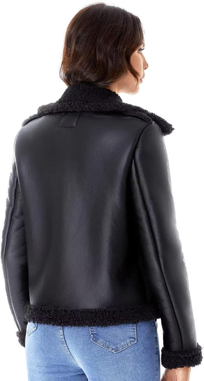 Faux Shearling Moto Jacket