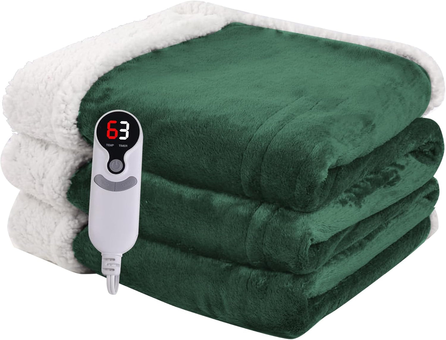 Ultra-Cozy Full-Size Electric Heated Blanket 72 x 84 in — Soft Flannel, Auto-Off (1–10 hrs), 6 Heat Settings, Machine Washable, Dark Grey