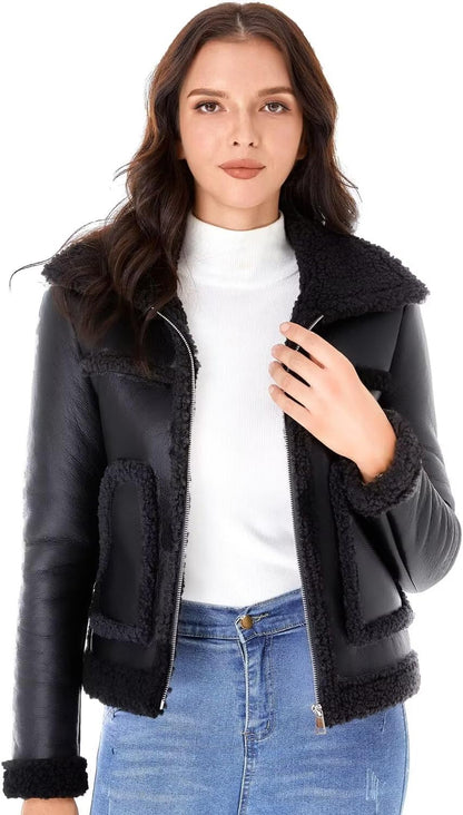 Faux Shearling Moto Jacket