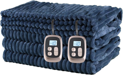 Ultra-Cozy Full-Size Electric Heated Blanket 72 x 84 in — Soft Flannel, Auto-Off (1–10 hrs), 6 Heat Settings, Machine Washable, Dark Grey