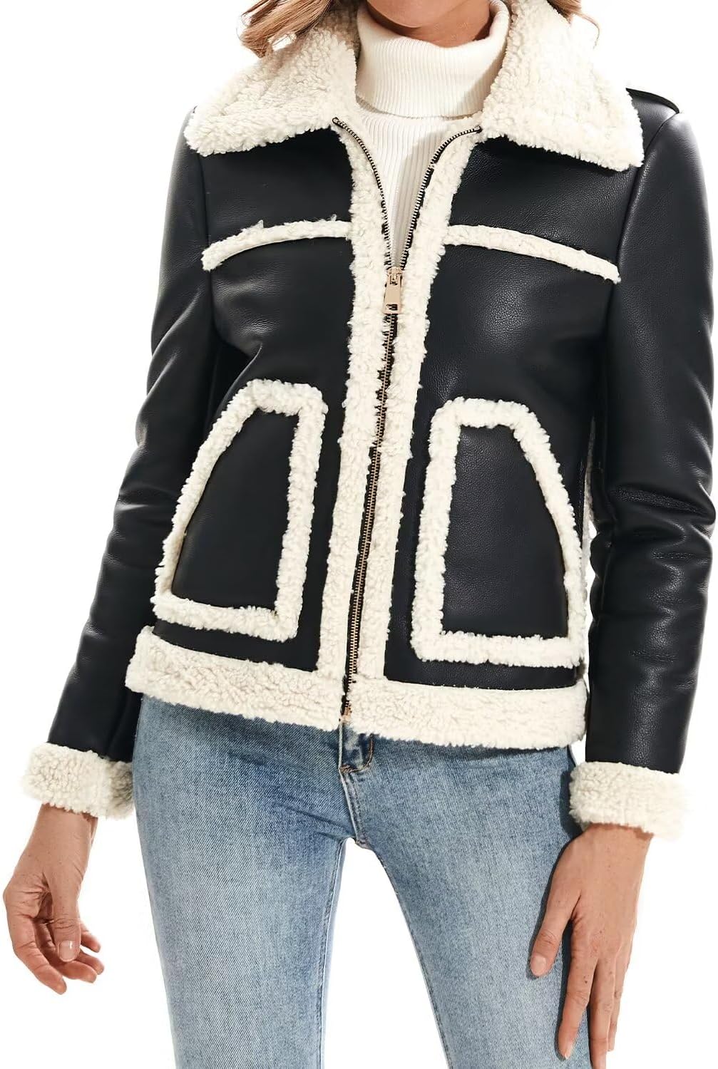 Faux Shearling Moto Jacket