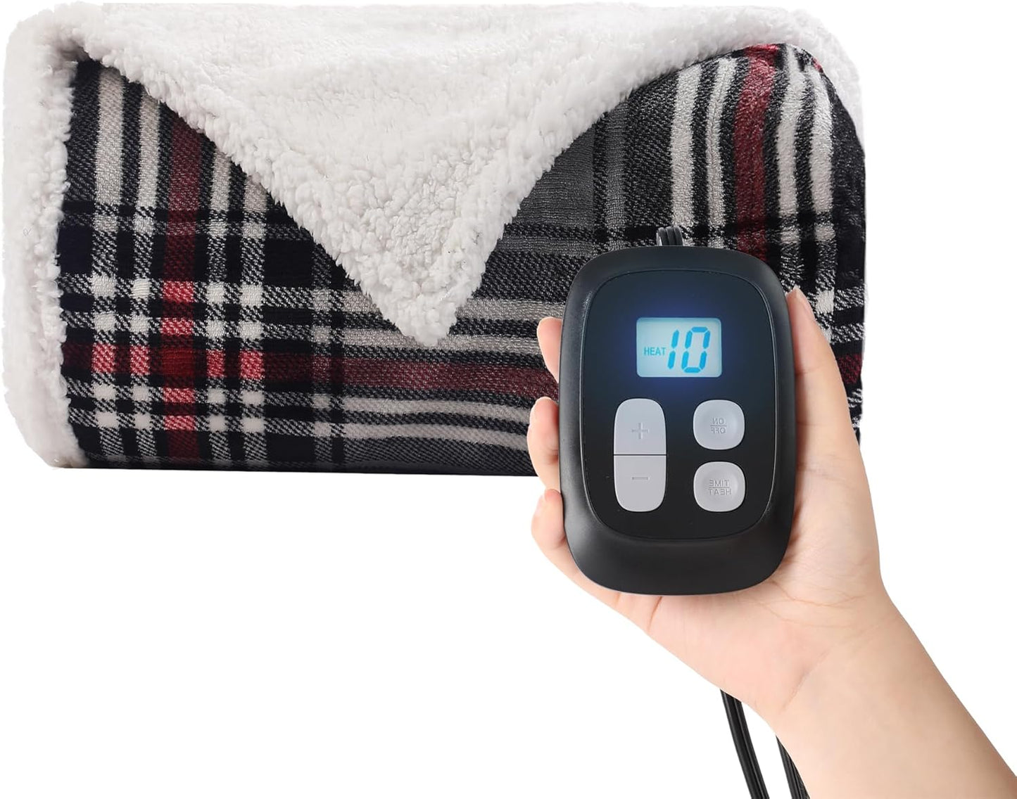 Ultra-Cozy Full-Size Electric Heated Blanket 72 x 84 in — Soft Flannel, Auto-Off (1–10 hrs), 6 Heat Settings, Machine Washable, Dark Grey