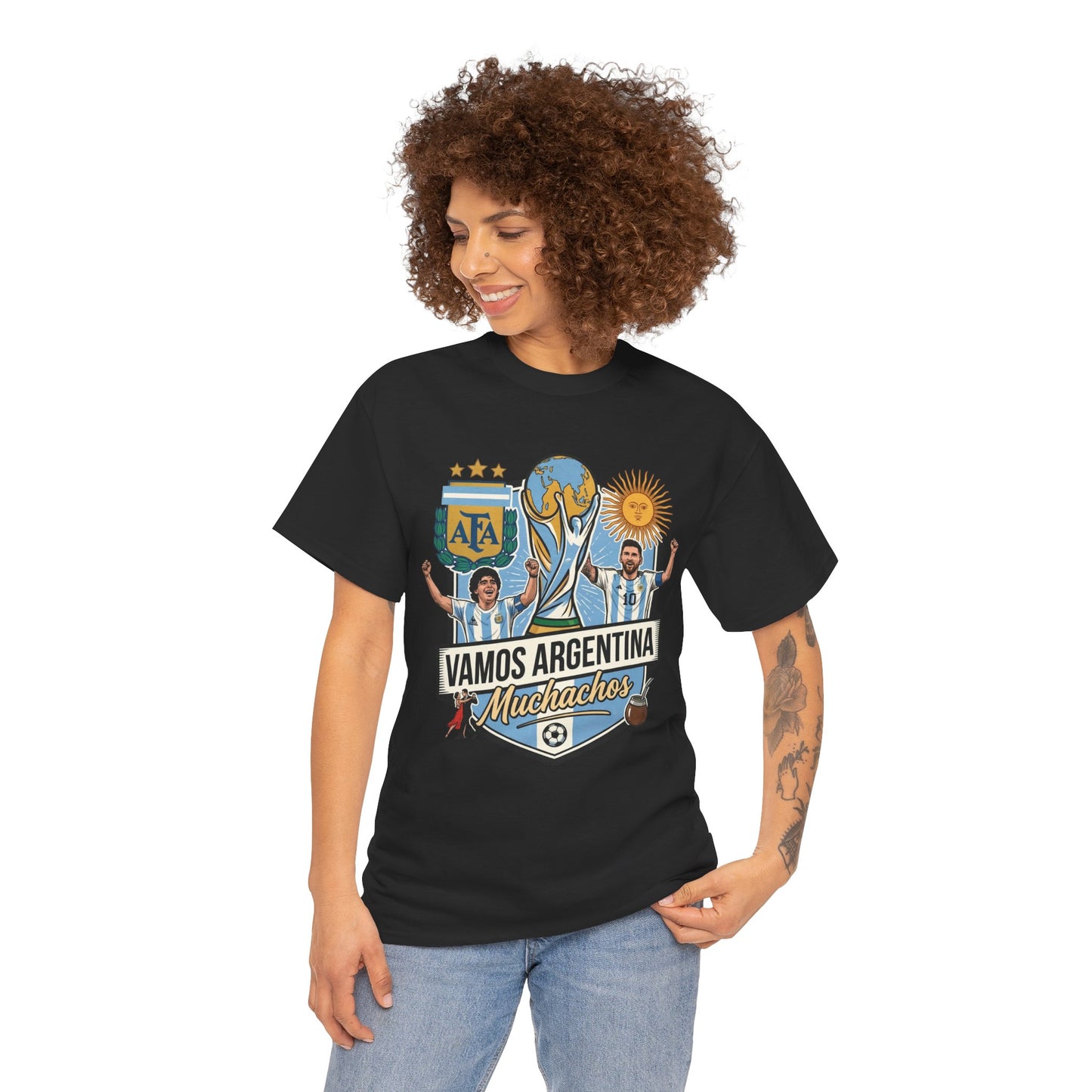 Argentina Soccer T-Shirt – "Vamos Argentina Muchachos" World Cup Fans Tee