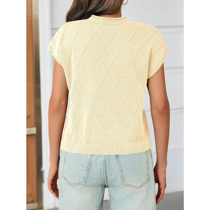 Saodimallsu Women'S Mock Neck Cap Sleeve Sweater Vest Soft Lightweight Knit Tops for Summer & Spring Casual Outfits Shortsleeve Womenswear Basic Knitted Chunky Chic