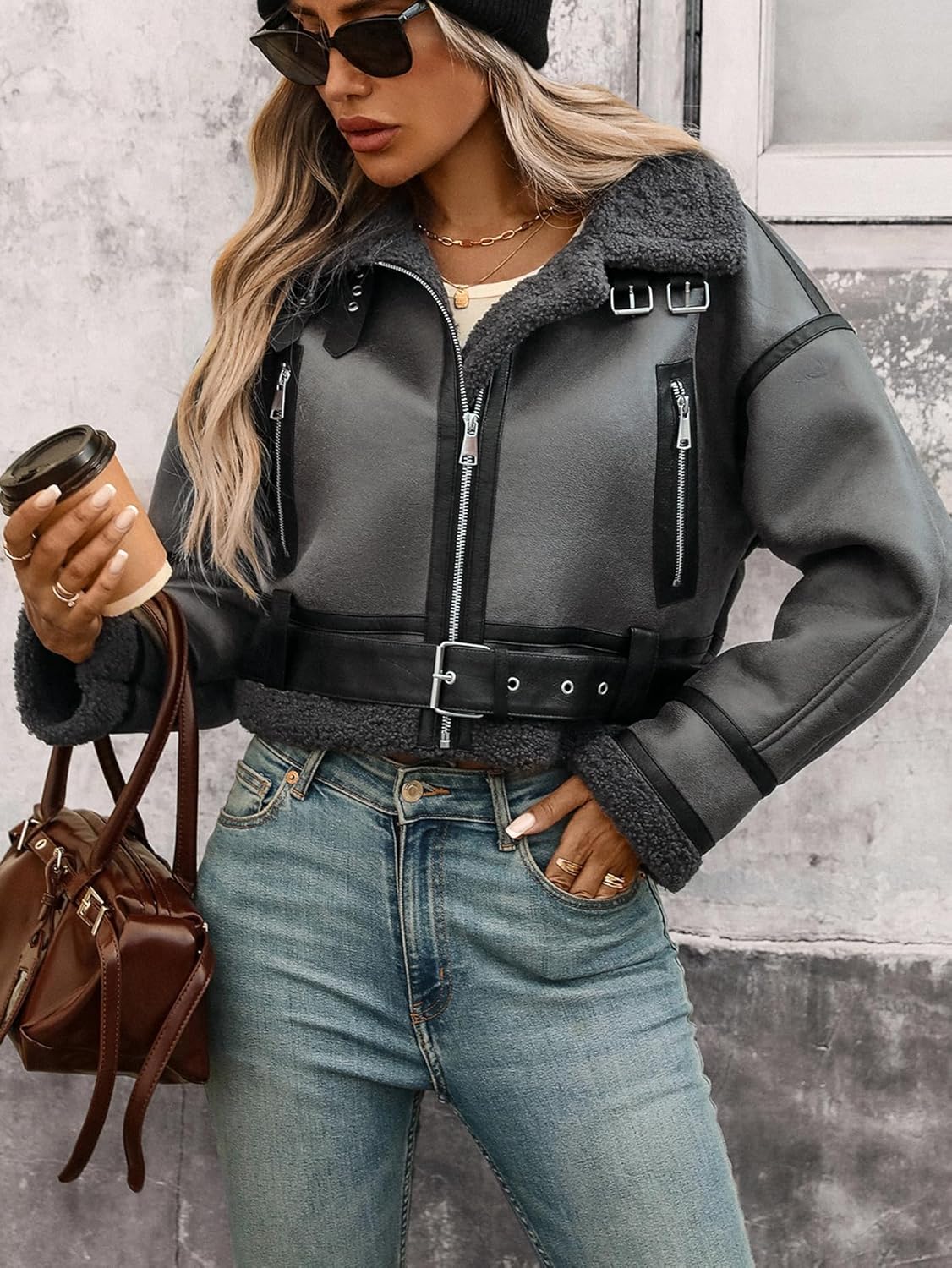 Faux Fur Aviator Jacket