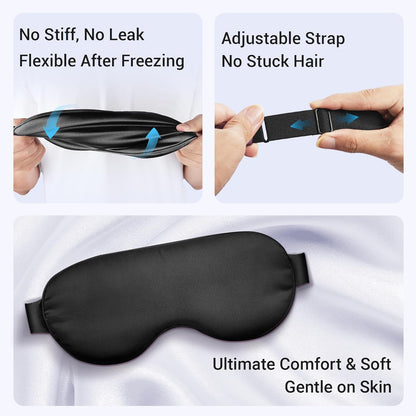 Cooling Eye Mask for Dark Circles & Puffiness – FSA/HSA Eligible, Cold Gel Ice Pack for Puffy Eyes, Migraines & Headaches, After-Surgery Recovery – Travel, Office & Sleep Essentials (Black)