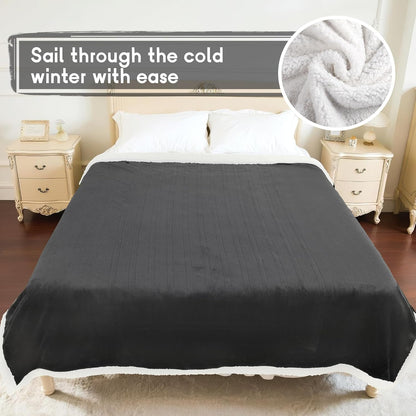 Ultra-Cozy Full-Size Electric Heated Blanket 72 x 84 in — Soft Flannel, Auto-Off (1–10 hrs), 6 Heat Settings, Machine Washable, Dark Grey