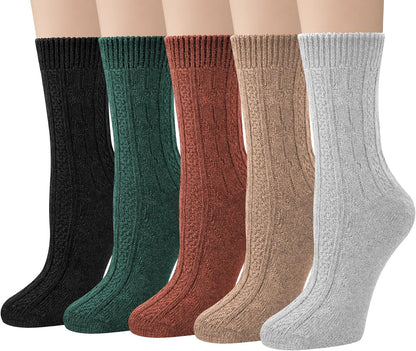 Loritta Women's Wool Socks - Warm Winter Knit Crew Calf-Length Socks for Hiking Boots, Cozy Boot Socks, Perfect Gift & Stocking Stuffer
