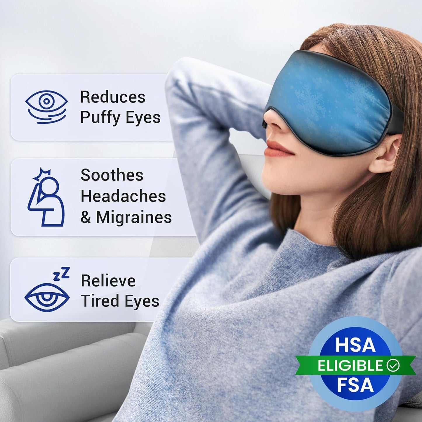 Cooling Eye Mask for Dark Circles & Puffiness – FSA/HSA Eligible, Cold Gel Ice Pack for Puffy Eyes, Migraines & Headaches, After-Surgery Recovery – Travel, Office & Sleep Essentials (Black)