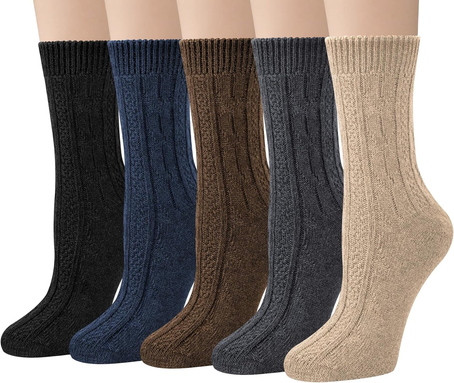 Loritta Women's Wool Socks - Warm Winter Knit Crew Calf-Length Socks for Hiking Boots, Cozy Boot Socks, Perfect Gift & Stocking Stuffer