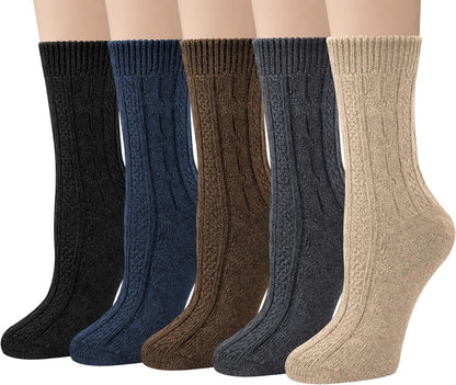 Loritta Women's Wool Socks - Warm Winter Knit Crew Calf-Length Socks for Hiking Boots, Cozy Boot Socks, Perfect Gift & Stocking Stuffer