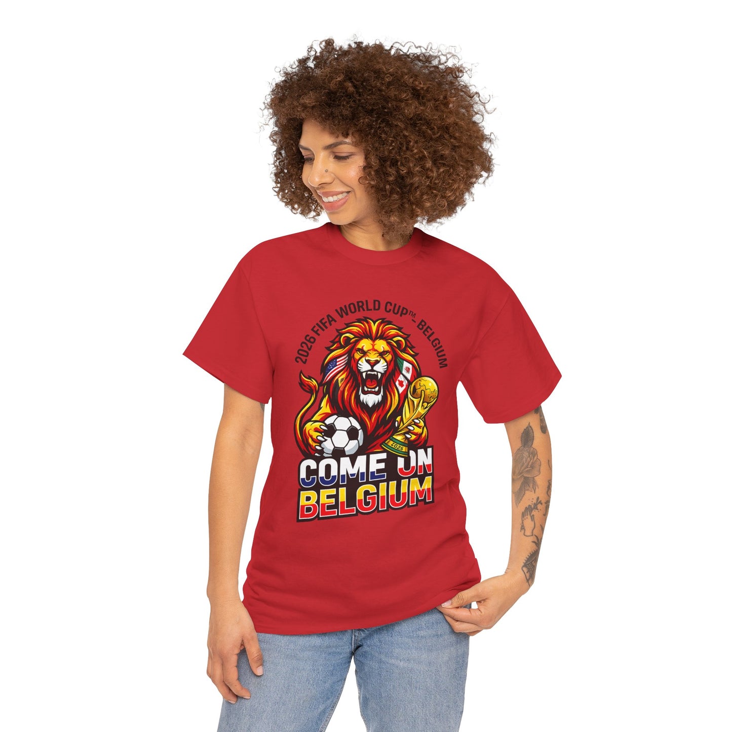 Belgium Soccer Fan Tee — “Come On Belgium” World Cup Lion Design