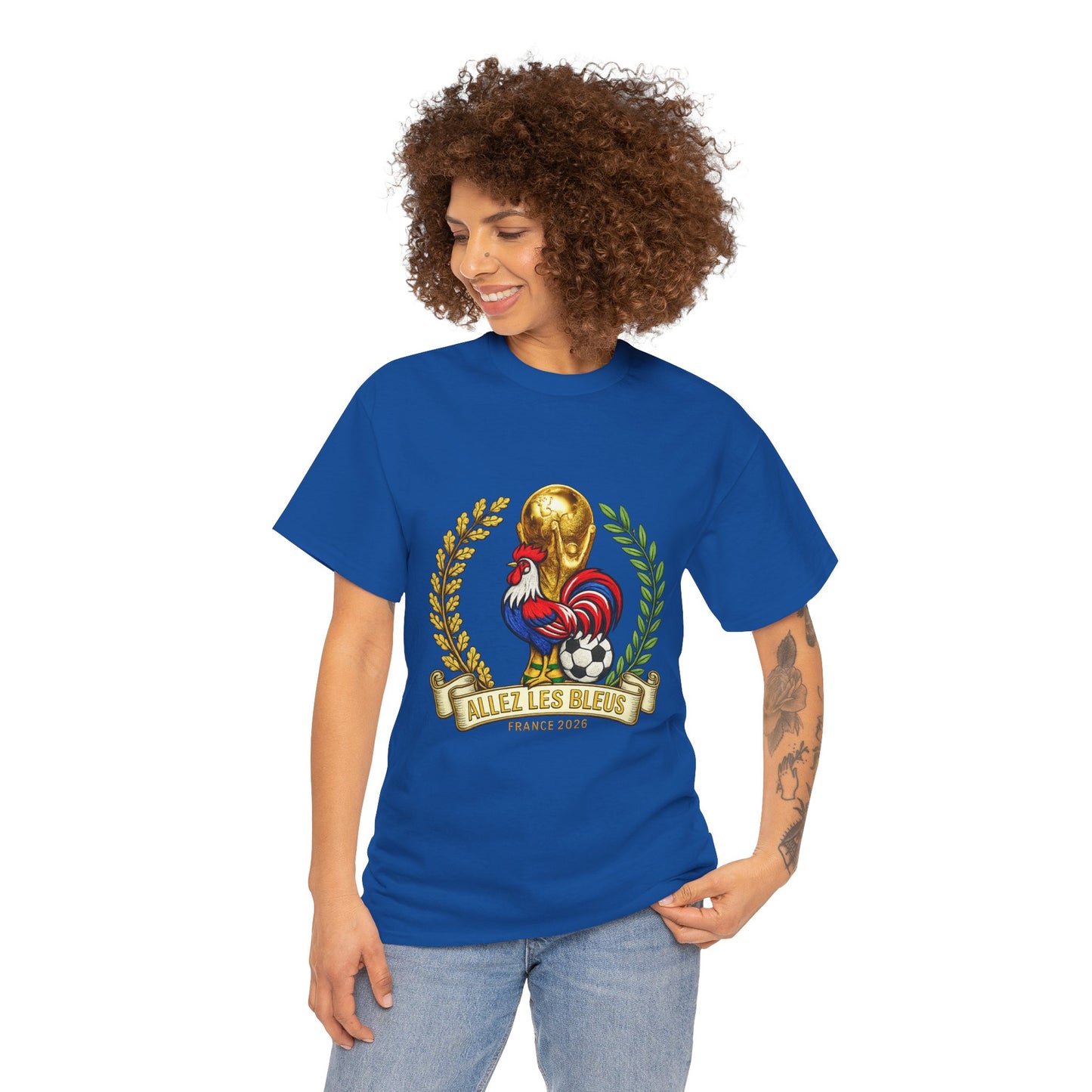 France Soccer Fan T‑Shirt — 'Allez Les Bleus' Rooster & World Cup Crest