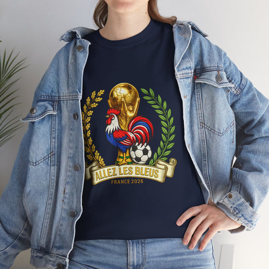 France Soccer Fan T‑Shirt — 'Allez Les Bleus' Rooster & World Cup Crest