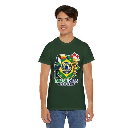 Brasil 2026 Copa do Mundo T-Shirt – Soccer World Cup Tee with Toucan & Trophy Design
