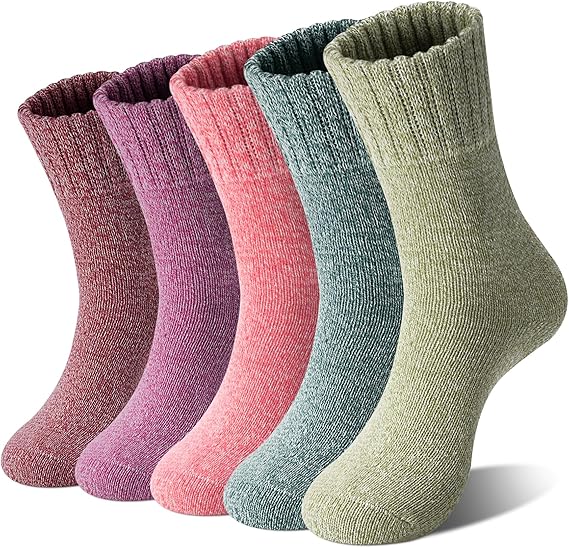 Loritta Women's Wool Socks - Warm Winter Knit Crew Calf-Length Socks for Hiking Boots, Cozy Boot Socks, Perfect Gift & Stocking Stuffer