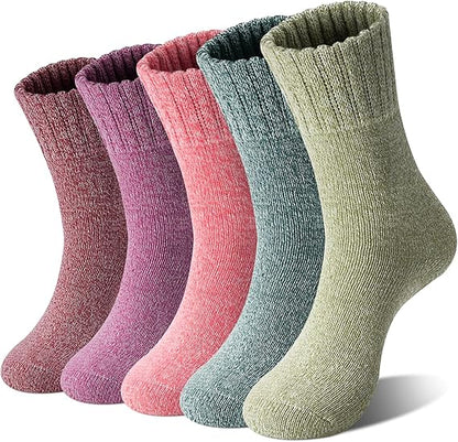 Loritta Women's Wool Socks - Warm Winter Knit Crew Calf-Length Socks for Hiking Boots, Cozy Boot Socks, Perfect Gift & Stocking Stuffer