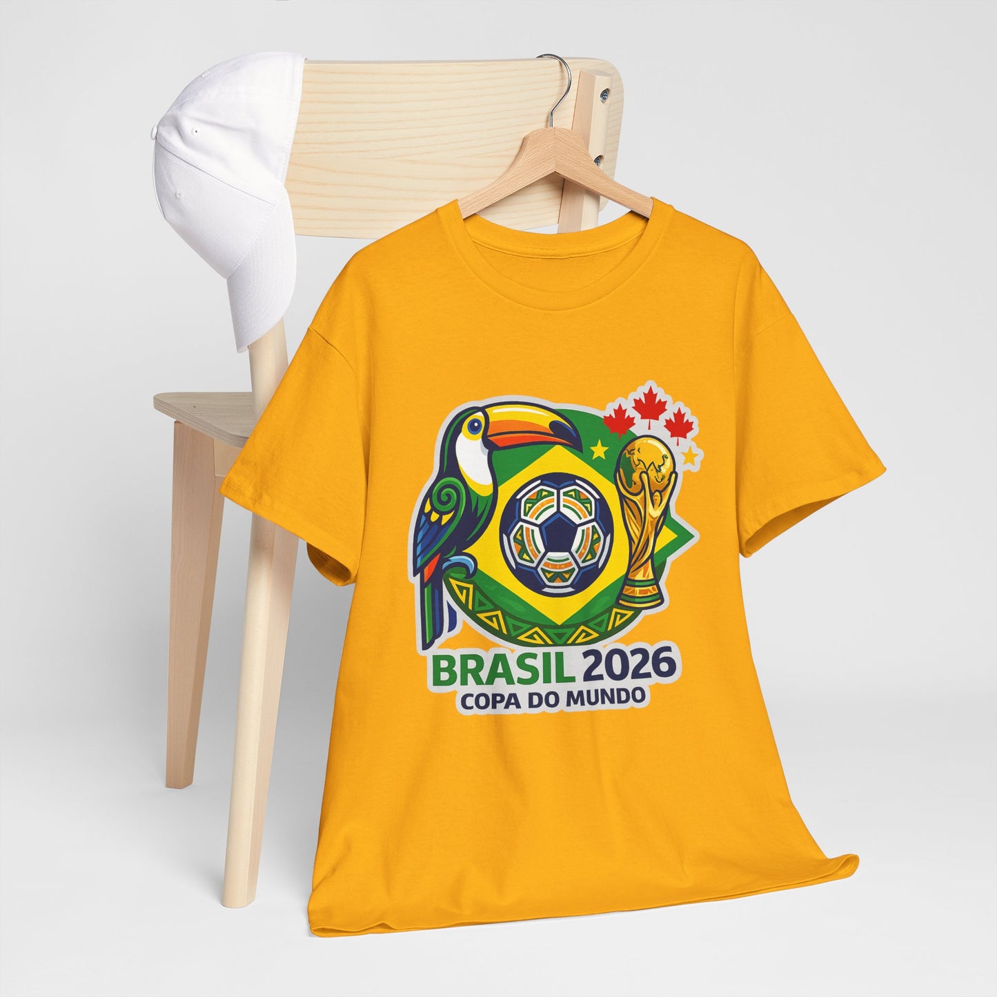 Brasil 2026 Copa do Mundo T-Shirt – Soccer World Cup Tee with Toucan & Trophy Design