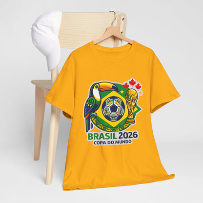 Brasil 2026 Copa do Mundo T-Shirt – Soccer World Cup Tee with Toucan & Trophy Design