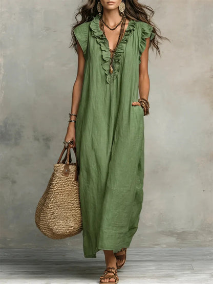 Adele | Ruffle V-Neck Maxi Dress 1