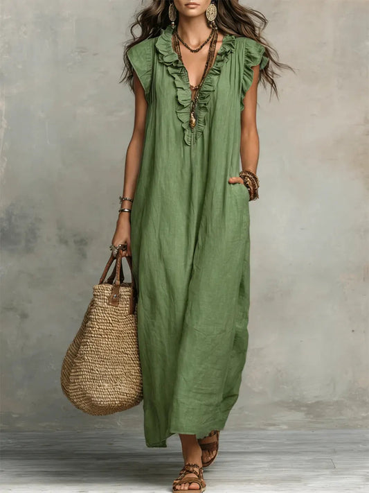 Adele | Ruffle V-Neck Maxi Dress 1