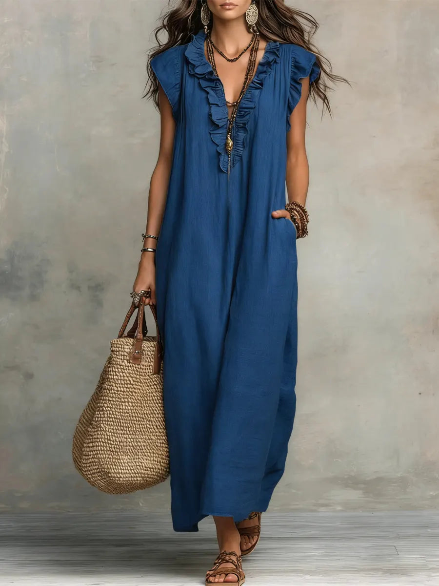 Adele | Ruffle V-Neck Maxi Dress 2