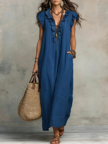 Adele | Ruffle V-Neck Maxi Dress 2