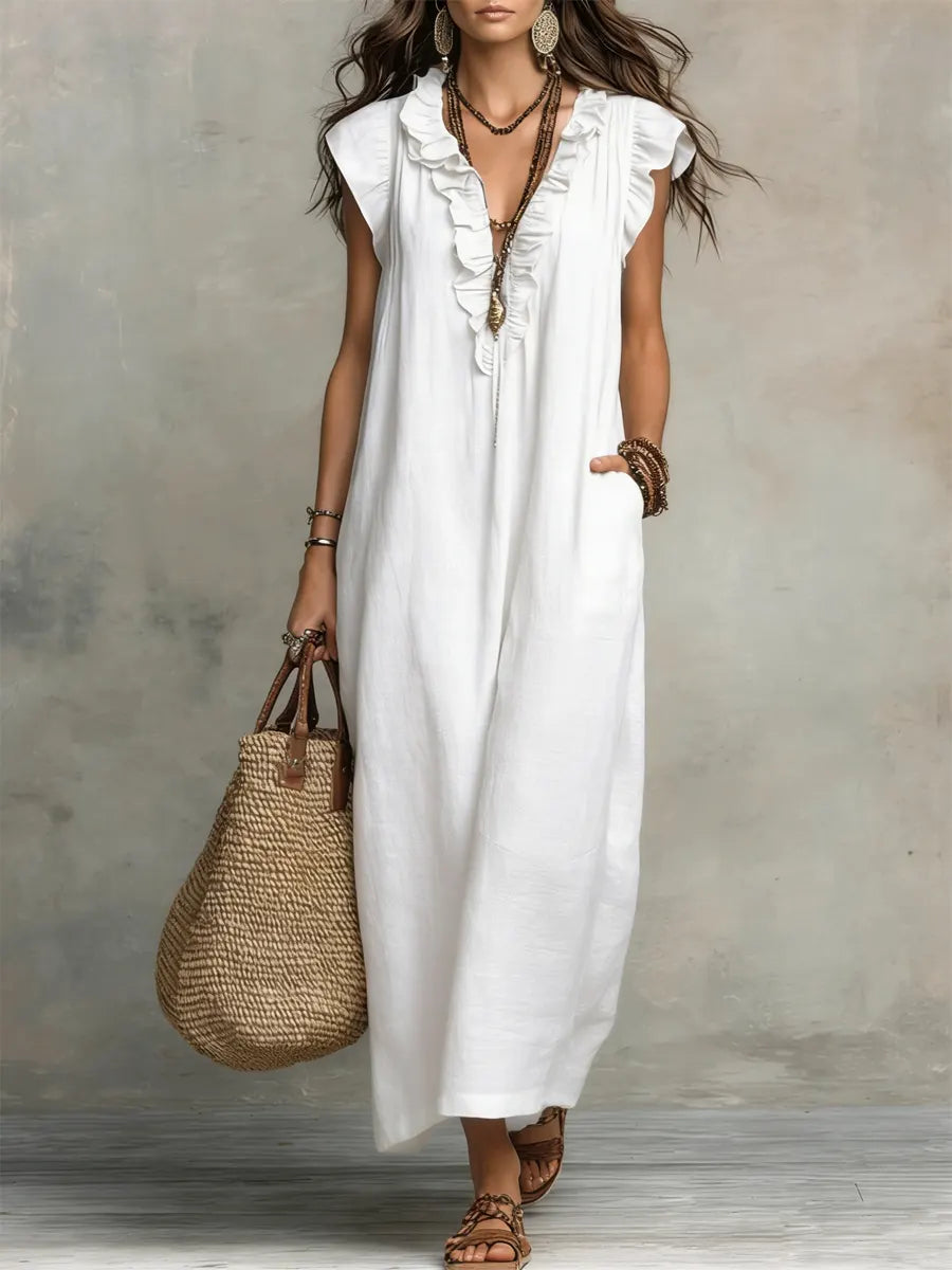 Adele | Ruffle V-Neck Maxi Dress 4